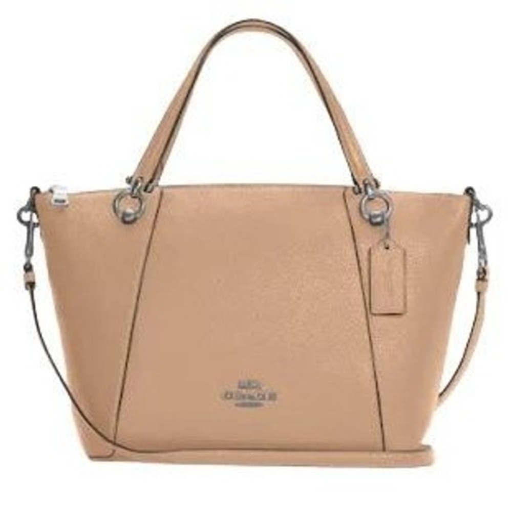 Coach Kacey Satchel Taupe Pebble Leather Handbag Purse 05229 Crossbody Shoulder